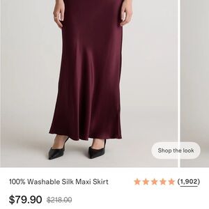 Quince Burgundy Silk Maxi Skirt S